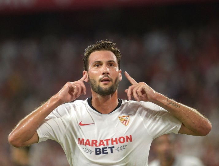 Franco Vazquez celebrates a goal. 