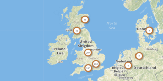 A map of arms and security companies in the UK