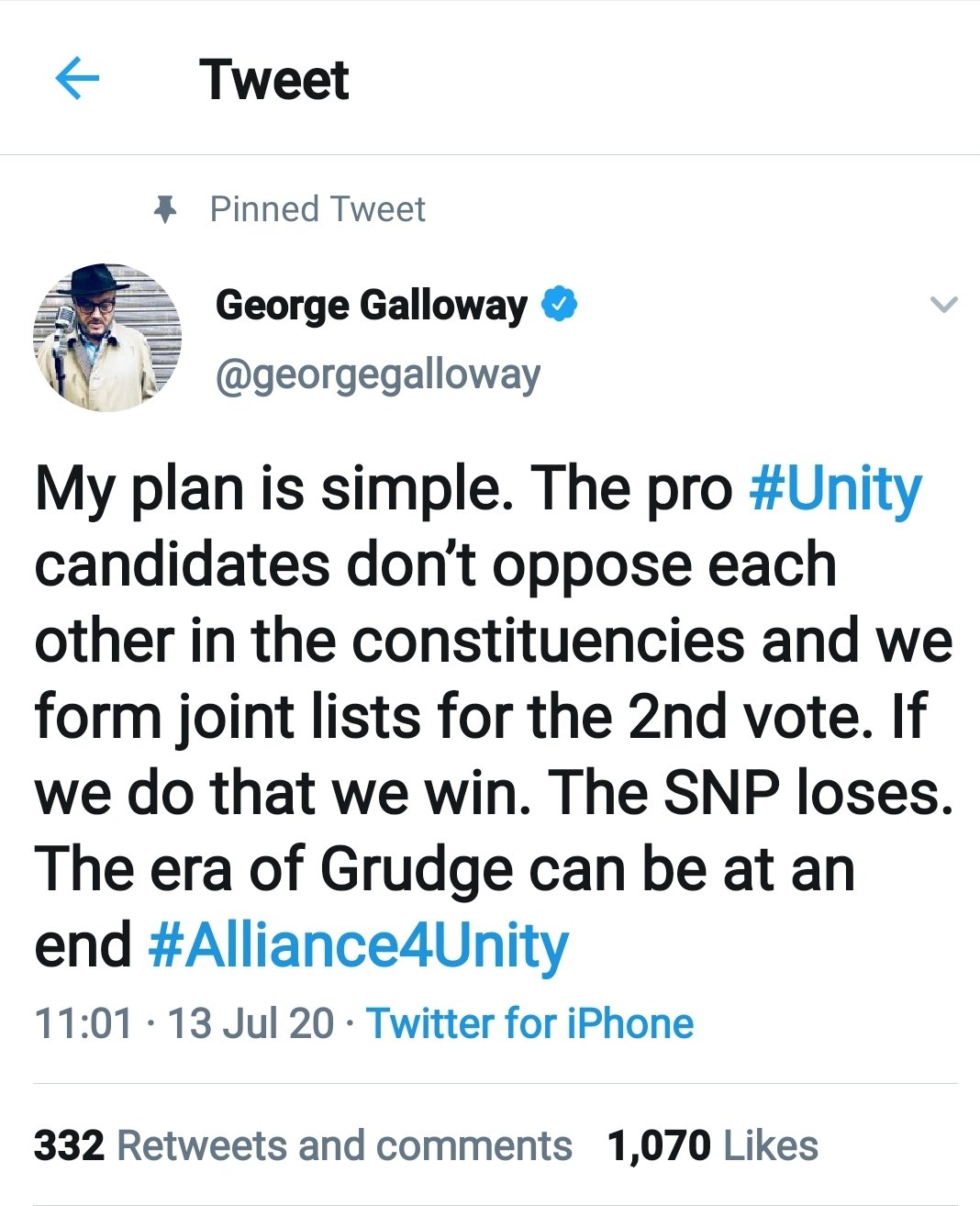 Galloway Launches New Scottish “Unionist” Front, the “Alliance for ...