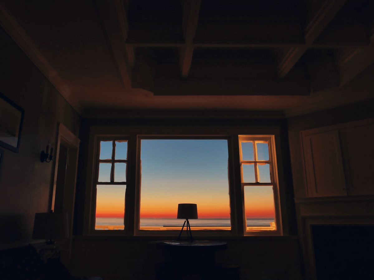 sunset in a window