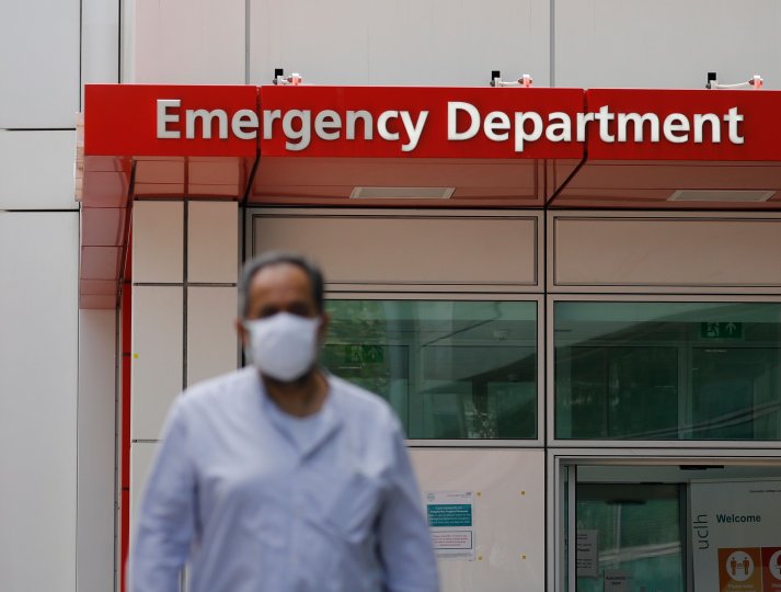 The entrance to the emergency department of University College Hospital in London on 17 July 2020.