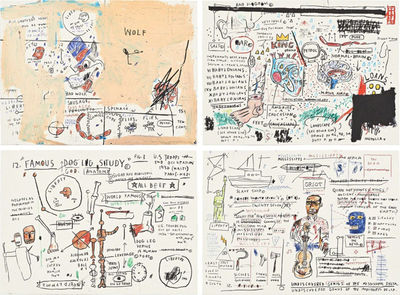 Jean-Michel Basquiat, ‘Wolf Sausage, King Brand, Dog Leg Study and Undiscovered Genius’, 1982-83/2019