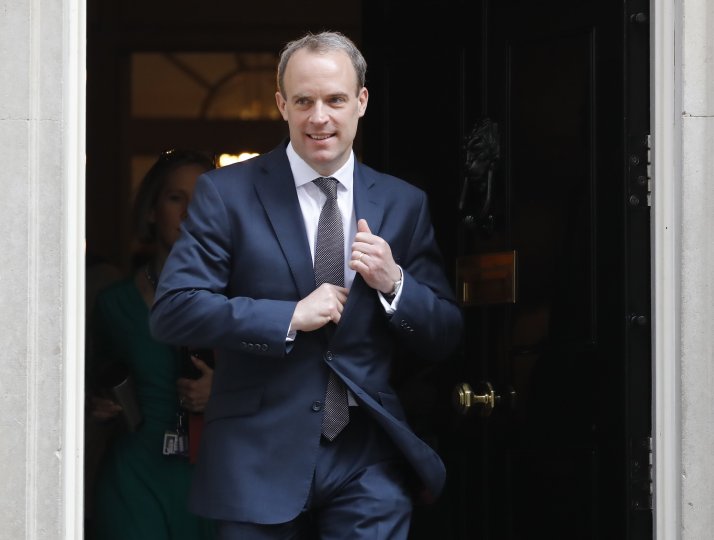 Foreign Secretary Dominic Raab leaves 10 Downing Street. 