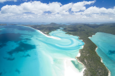 Huge unique arial panorama of the famous Whitsunday Islands. Hill Inlet Viewpoint. Converted from RAW. Whitsunday Islands, Great Barrier Reef, Queensland, Australia istock photo