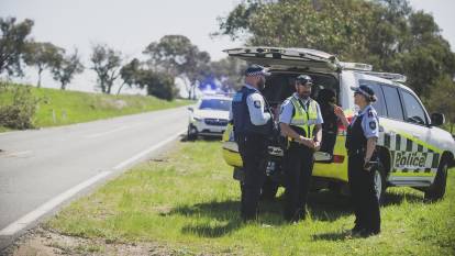 Fatal car accident on Uriarra Road, Denman Prospect, after a vehicle collided with a tree. Tuesday, 22nd of September 2020. Picture: Dion Georgopoulos - THE CANBERRA TIMES, ACM