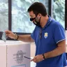 Right-wing opposition leader Matteo Salvini casts his ballot in a polling station in Milan, Italy.