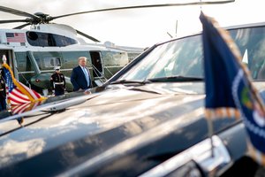 President Donald J. Trump arrives at Miami Executive Airport Friday, Jan. 3, 2020, en route to an event at King Jesus International Ministry in Miami, Fla