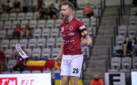 Radim Křenek se raduje z trefy do sítě Bohemians. Foto: ACEMA Sparta Praha, Český florbal