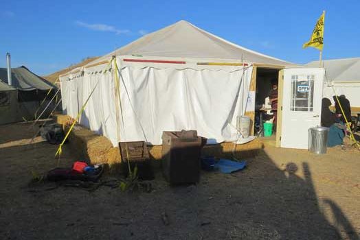 Art tent at the Oceti Sakowin camp at Standing Rock