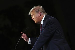 President Donald Trump and Democratic presidential candidate former Vice President Joe Biden participate in the first presidential debate Tuesday, Sept. 29, 2020, at Case Western University and Cleveland Clinic, in Cleveland