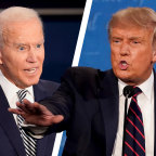 Joe Biden and Mr Trump during the debate. 