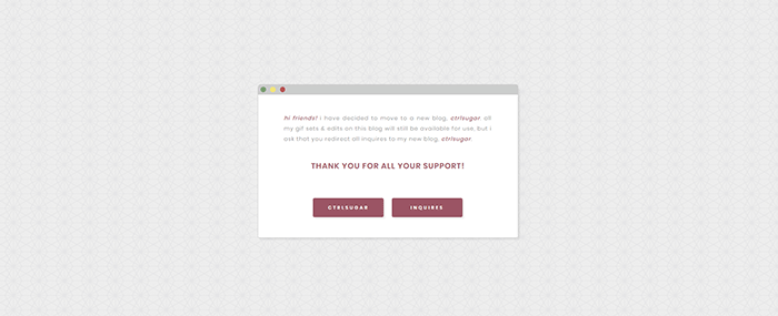 ctrlsugar:
“ theme forty four - redirect by ctrlsugar
“i recently had a blog terminated for using automatic redirects in the theme, and i found that a bit obnoxious, so instead i started using this code on my old blogs and thought i’d release it. you...