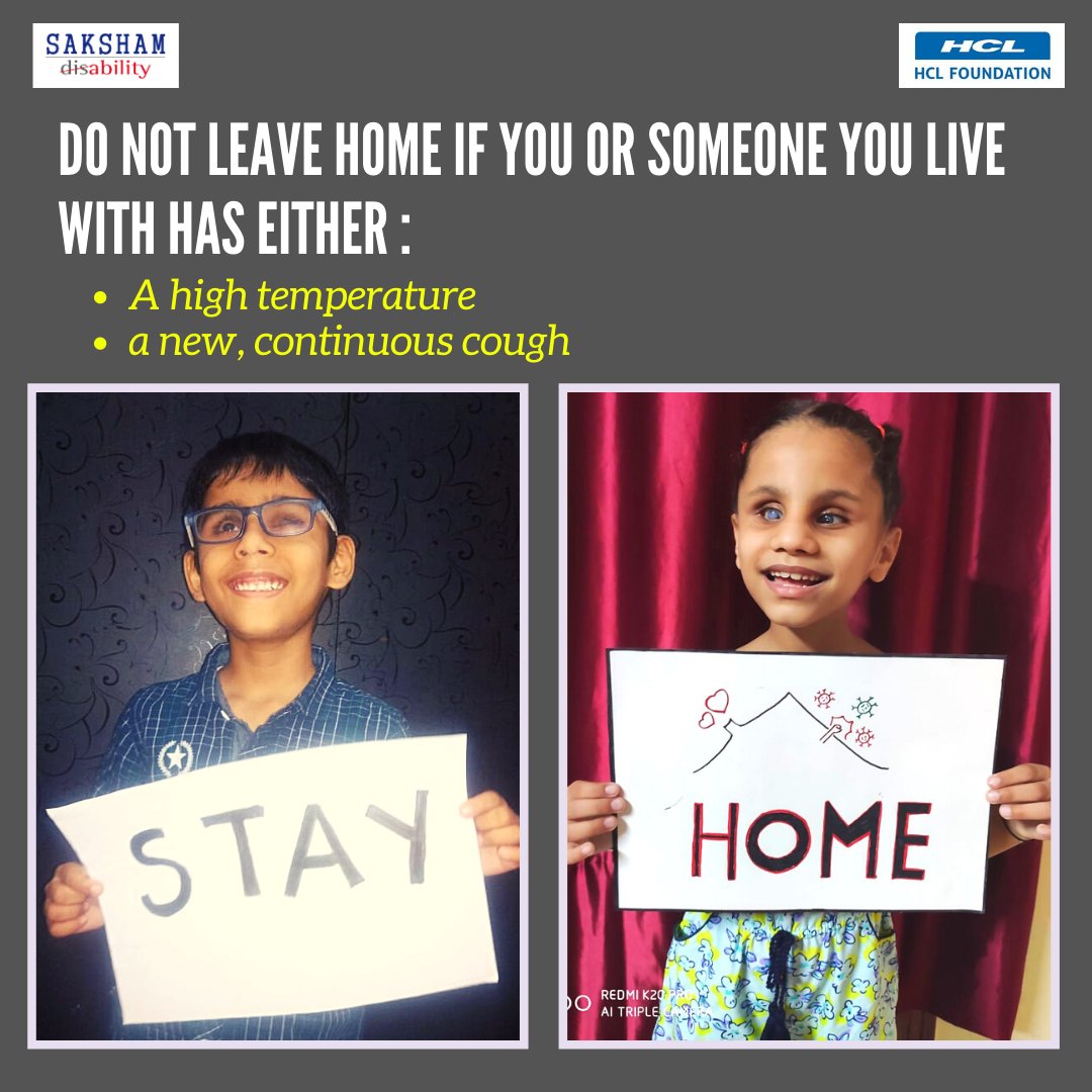 Picture of two little kids, one holding a paper written Stay on it and the other one holding a paper which says home. Text reads the same as in the post.  