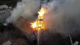 WATCH: Church goes up in flames & COLLAPSES as Chile anniversary rallies escalate into clashes and looting