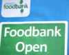 Foodbank open sign in London UK