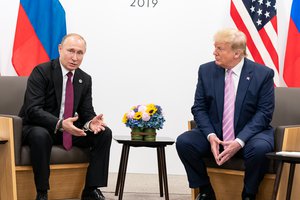 File - President Donald J. Trump participates in a bilateral meeting with the President of the Russian Federation Vladimir Putin during the G20 Japan Summit Friday, June 28, 2019, in Osaka, Japan