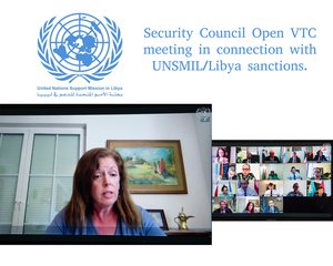 Stephanie Williams, Acting Special Representative (SRSG) and Head of the UN Support Mission in Libya, briefs the open video conference with Security Council members in connection with United Nations Support Mission in Libya (UNSMIL) and Libya sanctions, 19 May 2020.