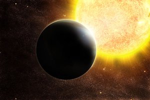 File - Artist's impression of a transiting Jupiter-mass exoplanet around a star slightly more massive than the Sun, such as the one discovered around SWEEPS-04.