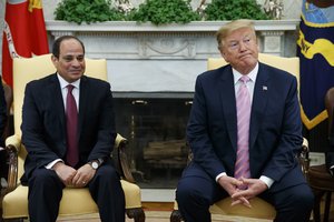 Donald Trump meets with Abdel Fattah al-Sisi in the Oval Office of the White House, Tuesday, April 9, 2019, in Washington