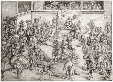 Lucas Cranach the Elder, ‘The Second Tournament with the Tapestry of Samson and the Lion’, 1508