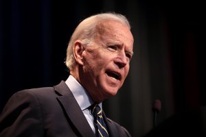 Former Vice President of the United States Joe Biden speaking with attendees at the 2019 Iowa Federation of Labor Convention hosted by the AFL-CIO at the Prairie Meadows Hotel in Altoona, Iowa, US, 21 August 2019