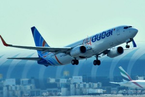 FlyDubai Boeing 737-800s takes off.