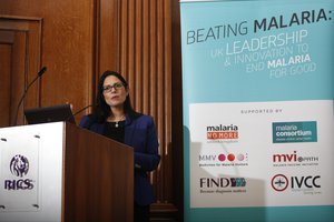 File - The RT Hon. Priti Patel MP speaks at the launch of the World Malaria Report 2016.