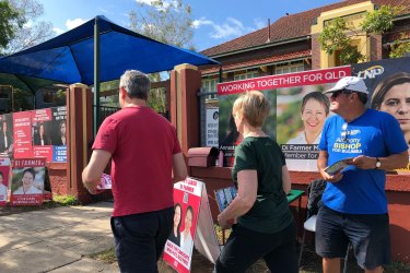 Morningside voters head in early on Saturday Morning.