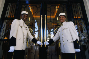 Doormen at a hotel in Addis Ababa, Ethiopia. One reader compares service in rural NSW and Queensland unfavorably with Ethiopia and Uganda.