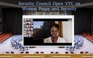 Danai Gurira, Goodwill Ambassador of the United Nations Entity for Gender Equality and the Empowerment of Women (UN-Women), addresses the open video conference with Security Council members in connection with Women and peace and security, 29 October 2020.