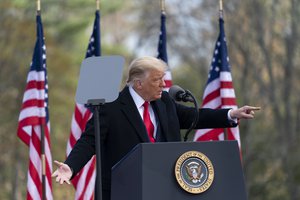 President Donald Trump speaks at a campaign rally at Keith House, Washington's Headquarters, Saturday, Oct. 31, 2020, in Newtown, Pa.