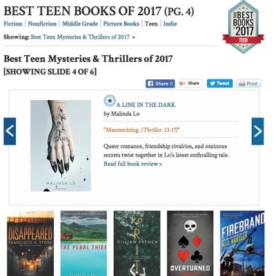 I?m thrilled to share the news that A LINE IN THE DARK is a Kirkus Best Book of 2017! 🎉🎉🎉