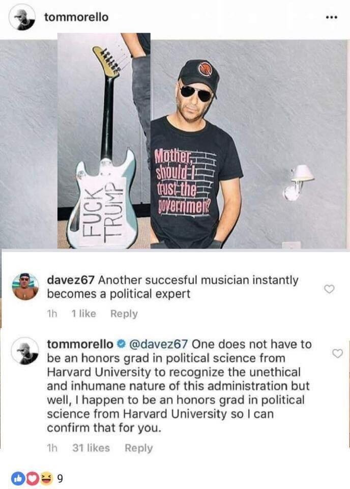 jade-suture:
“ littlestmoonbeam:
“ pussy-lemonade:
“I choked, who is this man cause I love him.
”
The guitarist from Rage Against The Machine which has always been political so like??? Fake fans….
”
They are called.. rage against the machine…
”