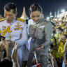 Thailand's King Maha Vajiralongkorn and Queen Suthida greet supporters last Sunday.