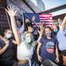 Biden supporters celebrate in Melbourne.