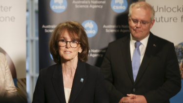 Australia's next Chief Scientist Dr Cathy Foley and Prime Minister Scott Morrison on Monday.