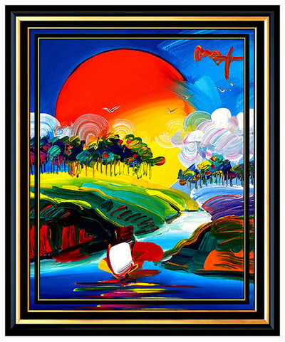 Peter Max, ‘PETER MAX Acrylic PAINTING on CANVAS All ORIGINAL Signed WITHOUT BORDERS Art oil’, 21st Century 