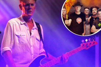 Bassist Bones Hillman, centre right (inset pic), joined Midnight Oil in 1987. 