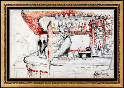 LeRoy Neiman, ‘LeRoy Neiman Original Oil Painting Signed London Star Tavern Bar Scene Artwork’, Mid-20th Century 