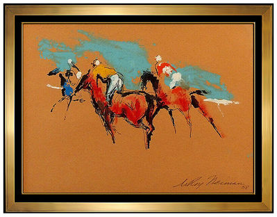 LeRoy Neiman, ‘LeRoy Neiman Original Horse Racing Oil Painting Signed Sports Framed Artwork SBO’, 1958