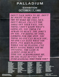 Guerrilla Girls, ‘Palladium, Guerrilla Girls, Jenny Holzer, Poster’, 1985