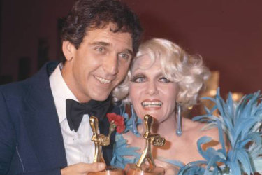 Paul Hogan, Don Lane and Jeanne Little at the Logies in 1977.