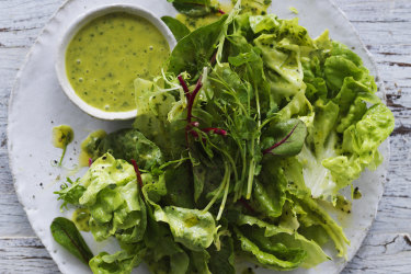 Leaf salad with parsley vinaigrette.