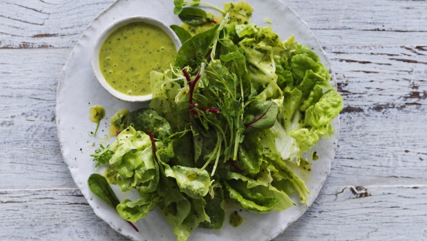 Adam Liaw's leaf salad with parsley vinaigrette.