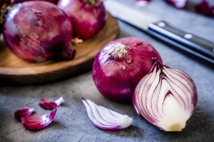 The red colour in red onions is caused by natural pigments called anthocyanins. 