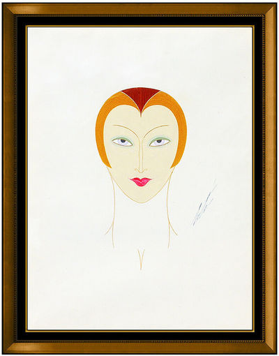 Erté (Romain de Tirtoff), ‘Erte Original Gouache Painting Rare Female Portrait Signed Art Deco Tirtoff SBO’, 20th Century