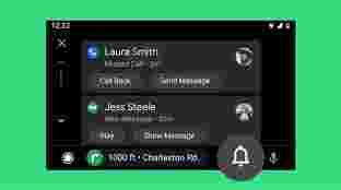 The notiication center showing a missed call from Laura and a new message from Jess