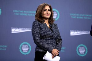 Neera Tanden speaking with attendees at the 2019 National Forum on Wages and Working People in Las Vegas, Nevada