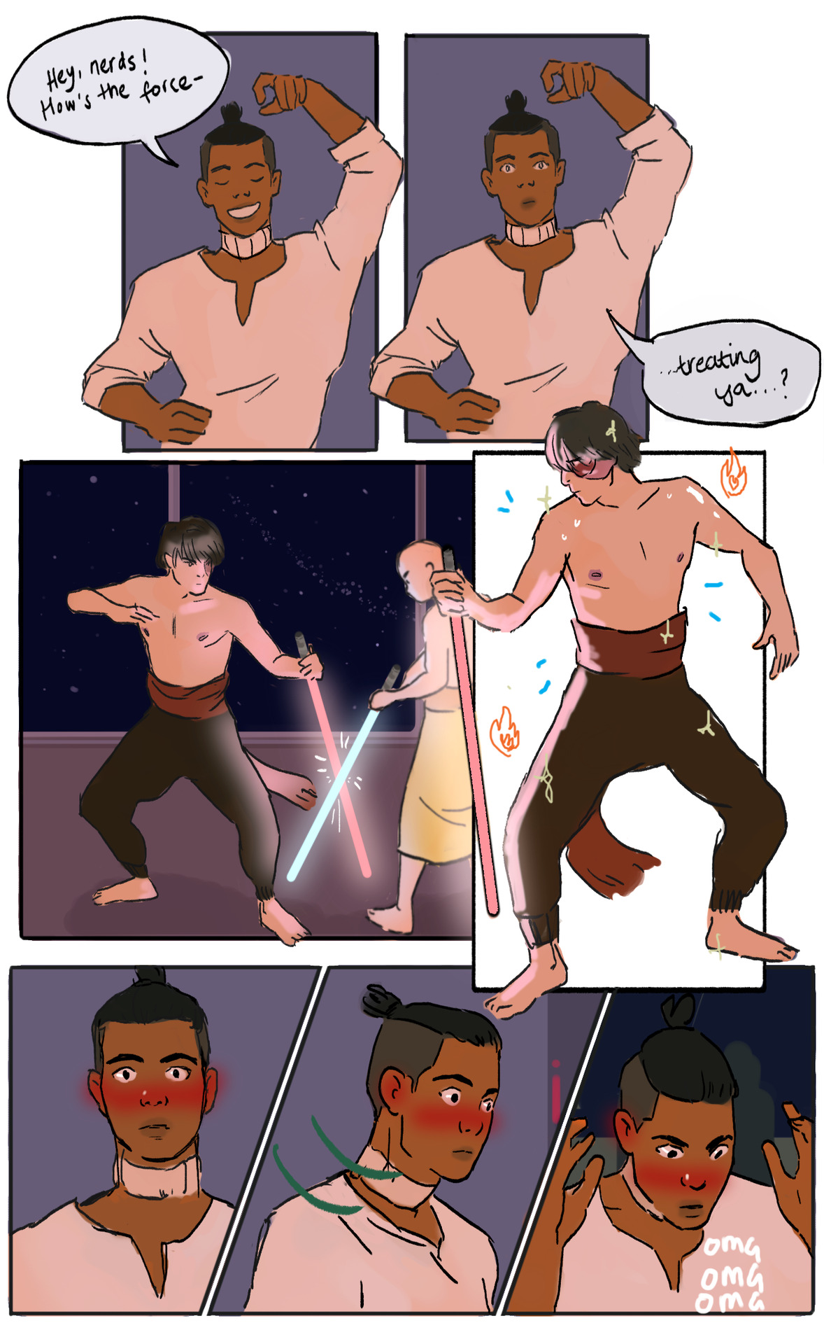 ameeg:
“ star wars au sokka’s bisexual awakening
bonus:
”