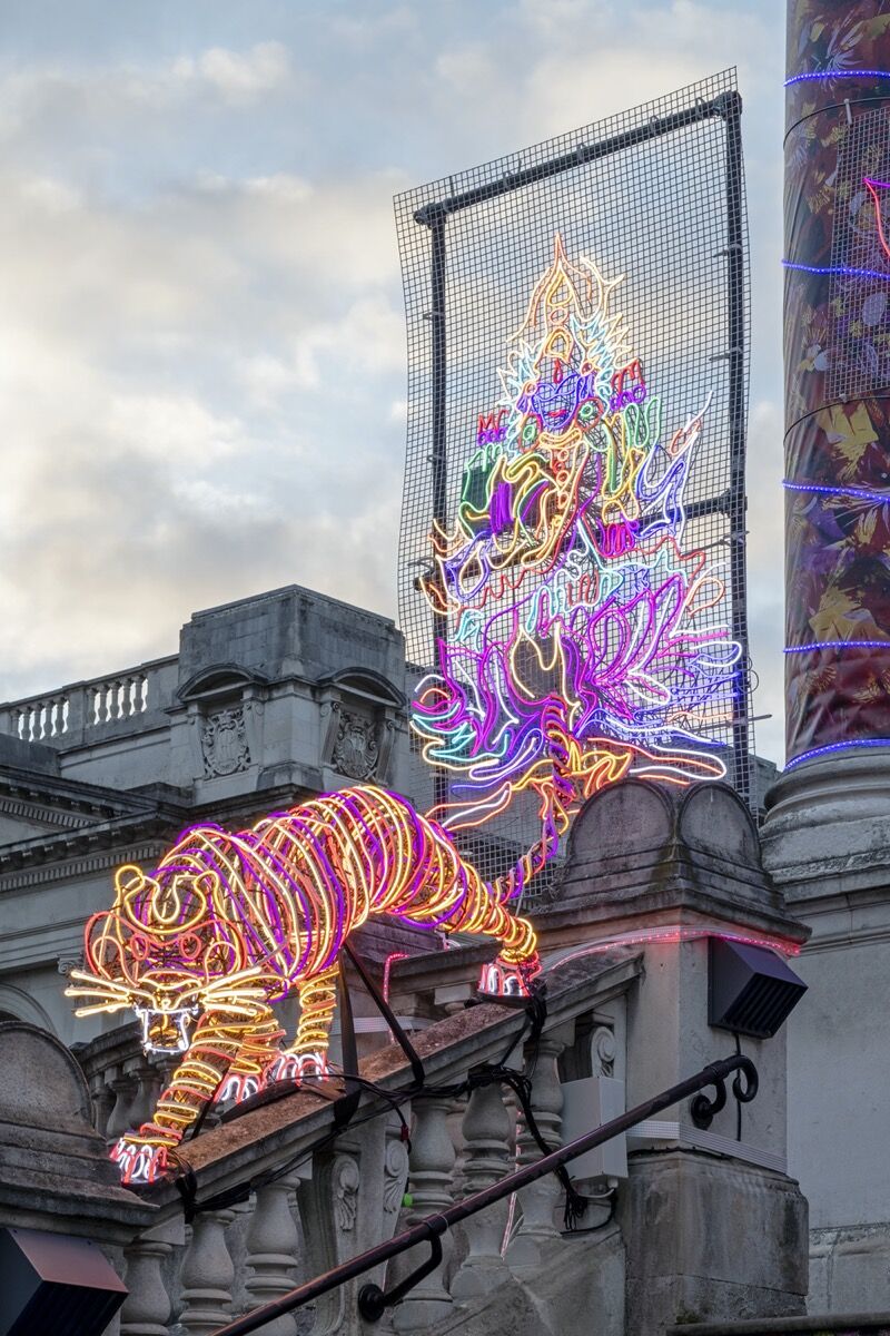 Chila Kurami Singh Burman, detail of Remembering A Brave New World at Tate Britain, 2020. Photo by Joe Humphrys. Courtesy of the artist and Tate.